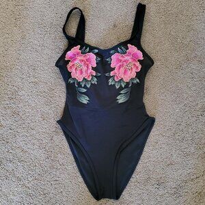 New Look One Piece Suit with Flower Design on Mesh front size 4 US